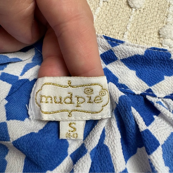 Mud Pie blue/cobalt and white flowy sleeveless blouse size small - Picture 6 of 11